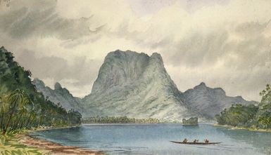 [Messer, Adam Brunton] 1837?-1919 :[Unidentified view of a high island in the Pacific. 1875?]