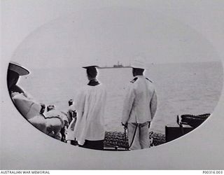 The burial at sea of 121 Able Seaman (AB) Robert David Moffatt, Naval Brigade (Australian Naval and Military Expeditionary Force), who died of wounds sustained during the battle of Bitapaka, aged ..