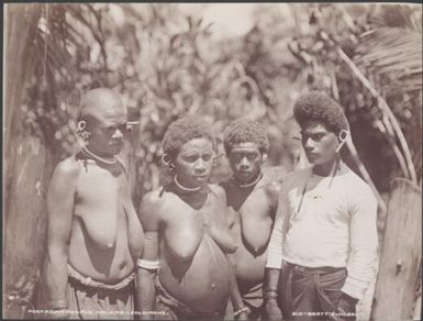 Three women and a man from Port Adam, Malaita, Solomon Islands, 1906 / J.W. Beattie