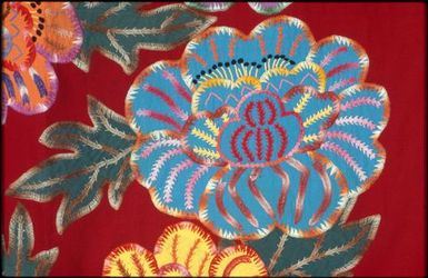 Tivaevae tataura, zinnia pattern, by Titi Numanga (detail)