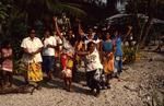 Aho o te Aumaga: cricket test between faitu on open field between pastor's compound and Lōtala/Administration block