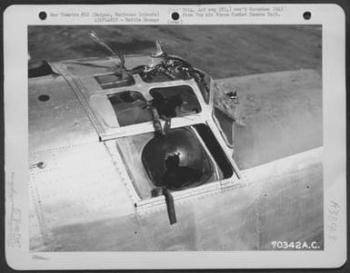 On 27 January 1945, Consolidated B-24 "Liberators" Of The 392Nd Bomb Squadron, 30Th Bomb Group Took Off From Saipan For A Raid On Iwo Jima. Flak Encountered By The Planes Was Intense And Accurate. One Of The 75Mm Shells Hit This B-24 And Exploded In The (U.S. Air Force Number 70342AC)