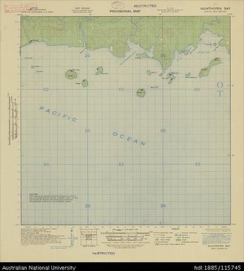 Papua New Guinea, New Britain, Richthofen Bay, Provisional map, Sheet B55/12, 1335, 1943, 1:63 360