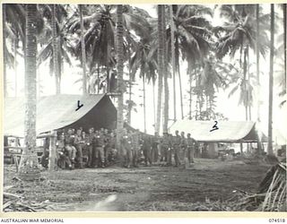 MATUPI, NEW GUINEA. 1944-07-04. THE MEN'S MESS HUT IN THE 15TH FIELD AMBULANCE CAMP AREA
