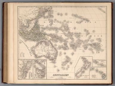 Australien. (insets) Tasmania oder Van Diemens Land. Neu Sealand. Hawaii Archipelagus. Tahiti Archipelagus.