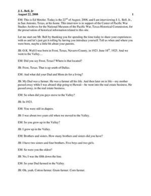 Oral History Interview with James L. Bell, Jr., August 22, 2008