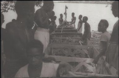 Launching the new canoe (1) : Nissan Island, Papua New Guinea, 1960 / Terence and Margaret Spencer