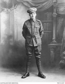 C. 1918. PORTRAIT OF PRIVATE JAMES WILLIAM MCCULLOUGH (LATER CORPORAL) WHO SERVED WITH THE 19TH BATTALION AIF. HE WAS ALSO AN ORIGINAL MEMBER OF THE AUSTRALIAN NAVY AND MILITARY EXPEDITIONARY FORCE ..