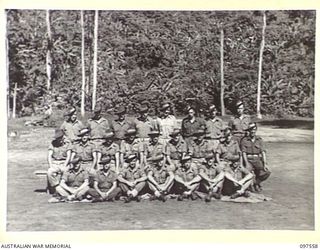 TOROKINA, BOUGAINVILLE. 1945-10-07. MEMBERS OF 14 PLATOON, C COMPANY, 24 INFANTRY BATTALION, 15 INFANTRY BRIGADE. (FOR IDENTIFICATION OF 24 NAMED PERSONNEL REFER TO PROVISIONAL CAPTION OR NAME ..