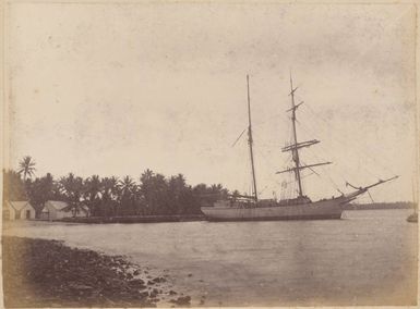 Sailing ship at wharf, 1886