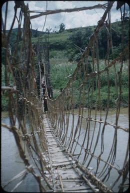 Close up of the structure of the bridge between Minj and Nondugl, over Wahgi River : Wahgi Valley, Papua New Guinea, 1954 and 1955 / Terence and Margaret Spencer