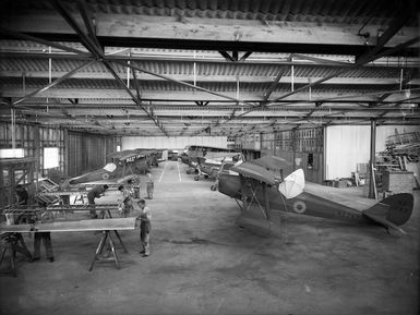 Interior of De Havilland Co of NZ Ltd factory, Rongotai, Wellington
