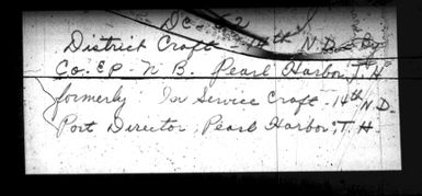 District Craft, 14th Naval District, CO EP Naval Base, Pearl Harbor, Hawaii, 1/2/47-1/1/49