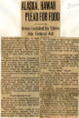 Alaska, Hawaii Plead For Food: Areas Isolated By Strike Ask Federal Aid. Northwest History. Alaska. Food Supply.