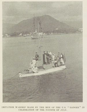 Imitation warship made by the men of the U.S. Badger in celebration of the Fourth of July