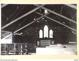 WUNUNG, NEW BRITAIN. 1945-09-04. THE ALL SERVICES CHAPEL AT 105 CASUALTY CLEARING STATION. THE CHAPEL WAS BUILT BY 35 FIELD PARK COMPANY