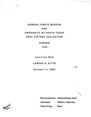 Oral History Interview with Lanson B. Ditto, October 11, 1996