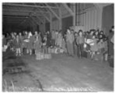 Japanese Americans at Pier 42 for return to Hawaii, Seattle, November 7, 1945