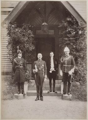 [Lord Ranfurly and aides-de-camp at Elmwood, the vice-regal residence in Christchurch]