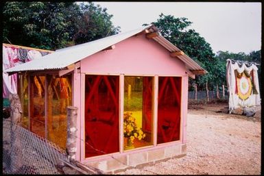 Structure with coloured windows,Tonga