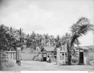 RABAUL, NEW BRITAIN. 1945-10-05. THE ENTRANCE TO THE PRESENT JAPANESE HEADQUARTERS OF GENERAL H. IMAMURA, COMMANDER EIGHTH AREA ARMY. IT IS NEAR FOUR WAYS, ON MALAGUNA ROAD