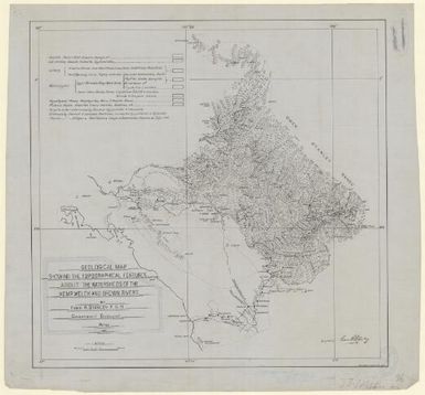 Geological map showing the topographical features about the watersheds of the Kemp Welch and Brown rivers / by Evan R. Stanley