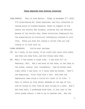 Oral History Interview with Glenn Reynolds, December 5, 2009