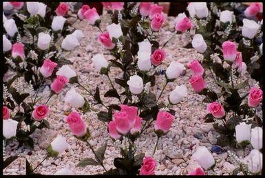 Close-up of a decorated grave,Tonga