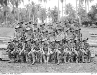 SIAR, NEW GUINEA. 1944-06-22. PERSONNEL OF NO.14 PLATOON, C COMPANY, 57/60TH INFANTRY BATTALION. IDENTIFIED PERSONNEL ARE:- QX59153 PRIVATE W.R. INGRAM (1); QX59512 CORPORAL G.W. LEMBERG (2); ..