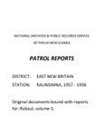 Patrol Reports. East New Britain District, Raunsimna, 1957 - 1958