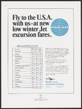Fly to the U.S.A. with us--at new low winter Jet excursion fares.