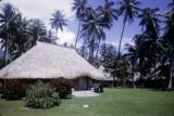 French Polynesia, thatched-roofed house on Moorea Island