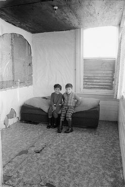 Samoan children in rental accomodation, Petone, New Zealand