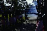 Catholic Mission schoolboys giving firework display, Bougainville, Jun 1960