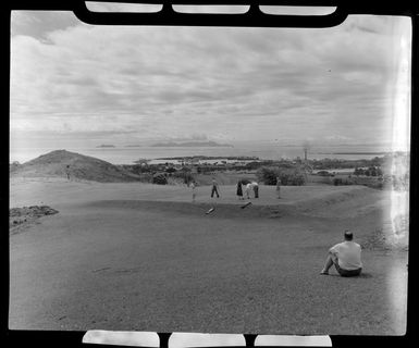 View of the golf course looking across to the sea and islands, Lautoka, Fiji