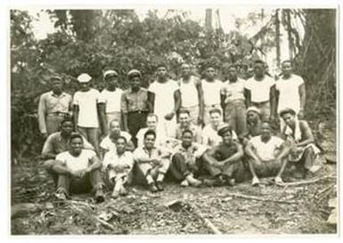 [Navy Mess Hall Staff Posing On Bougainville Island]
