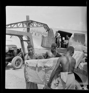 Qantas Empire Airways, cargo handling scene, Lae, Papua New Guinea