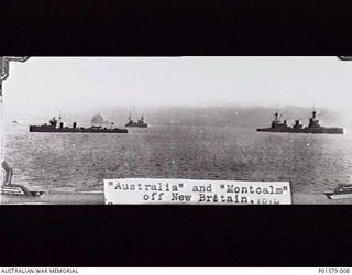 NEW BRITAIN. SHIPS OFF THE COAST OF NEW BRITAIN, INCLUDING THE FRENCH ARMOURED CRUISER MONTCALM (CENTRE BACK) AND HMAS AUSTRALIA (RIGHT)
