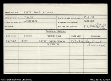 Lewis, David Winston