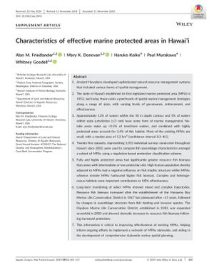 Characteristics of effective marine protected areas in Hawai'i