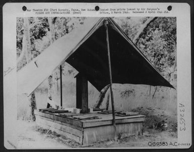 Men'S Latrine Of The 40Th Fighter Squadron, 35Th Fighter Group, Port Moresby, Papua, New Guinea, March 1943. (U.S. Air Force Number C59583AC)