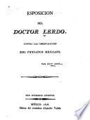 Esposición del doctor Lerdo contra las observaciones del Pensador Mexicano