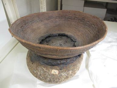 basket mounted to rock