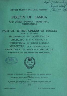 Insects of Samoa and other Samoan terrestrial arthropoda