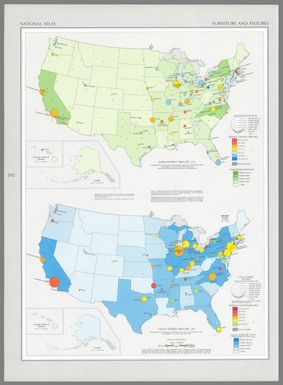 Employment : 1963 (SIC 25) / compiled from U. S. Bureau of the Census, Census of manufacturers: 1963, Washington, U. S. Govt. Print Off., 1966; and various State and national directories of manufacturers -- Value added : 1963 (SIC 25) / compiled from U. S. Bureau of the Census, Census of manufacturers: 1963, Washington, U. S. Govt. Print Off., 1966.