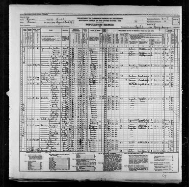 1940 Census Population Schedules - Hawaii - Kauai County - ED 4-7