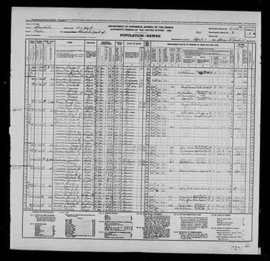 1940 Census Population Schedules - Hawaii - Honolulu County - ED 2-20