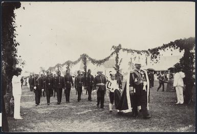 Creator unknown :King George Tupou II on his way to open Parliament, Nuku'alofa, Tongatapu, Tonga, photographed by Frederick W Sears
