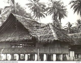 MADANG, NEW GUINEA. 1944-08-29. THE NEW OFFICER'S MESS BUILDING IN THE MADANG BASE SUB-AREA