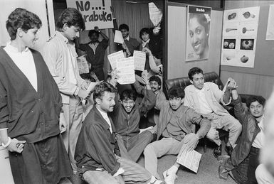 Fiji Freedom Fighters in the Fijian High Commission, Wellington, New Zealand - Photograph taken by Ross Giblin